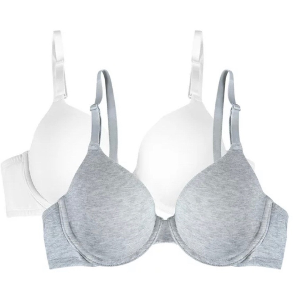 Fruit of the Loom Women's T-Shirt Bra 2-Pack Style FT797PK 38 DDD New Gray White